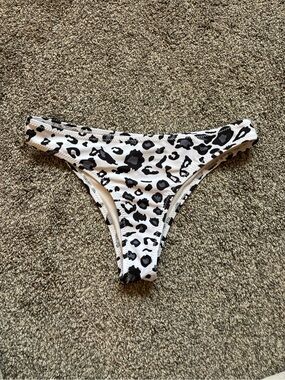Leopard Print Bikini Bottom - Black and White